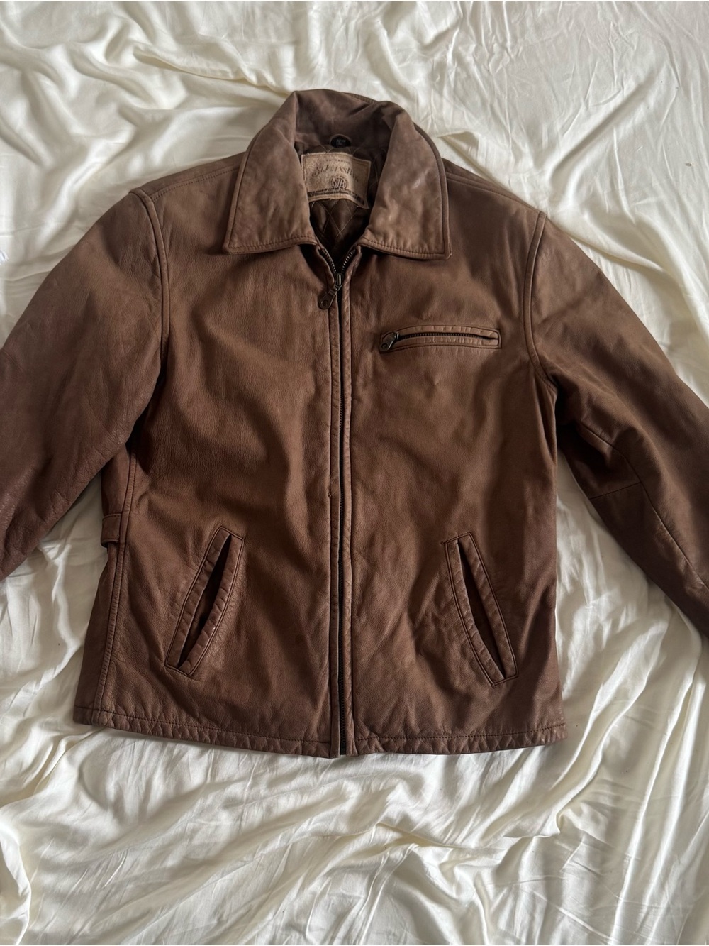 Vintage St. Johnβs Bay Brown Genuine Leather Jacket Petite S 90s Y2K